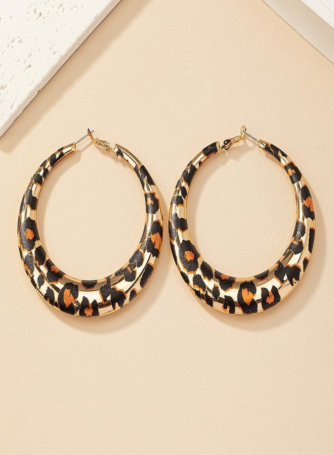 Cicod Leopard Hoop Earrings for Women Exaggerated 80s 90s Zebra Chunky Statement Hoops Earring Hypoallergenic Cows Big Hoops Y2k Jewelry Outfits Accessories - Image 5